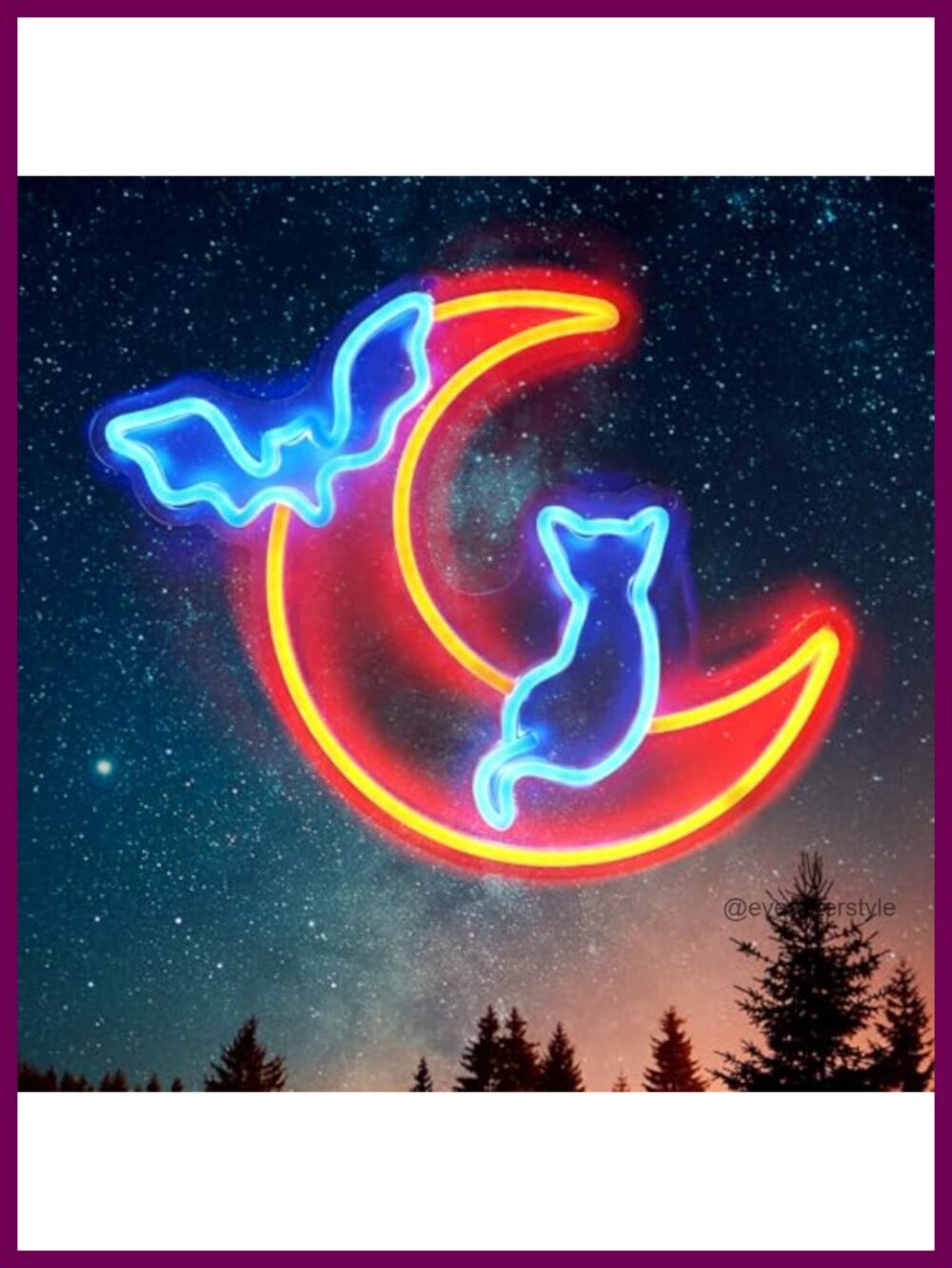 Halloween Neon Sign LED Wall Decor Moon Bat Cat 12x15in USB Lighted